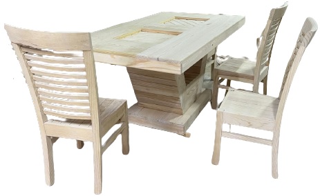 ANTECOMEDOR RUSTICO 6 SILLAS PEDESTAL