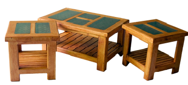 MESA DE CENTRO CON 2 ESQUINEROS RUSTICA