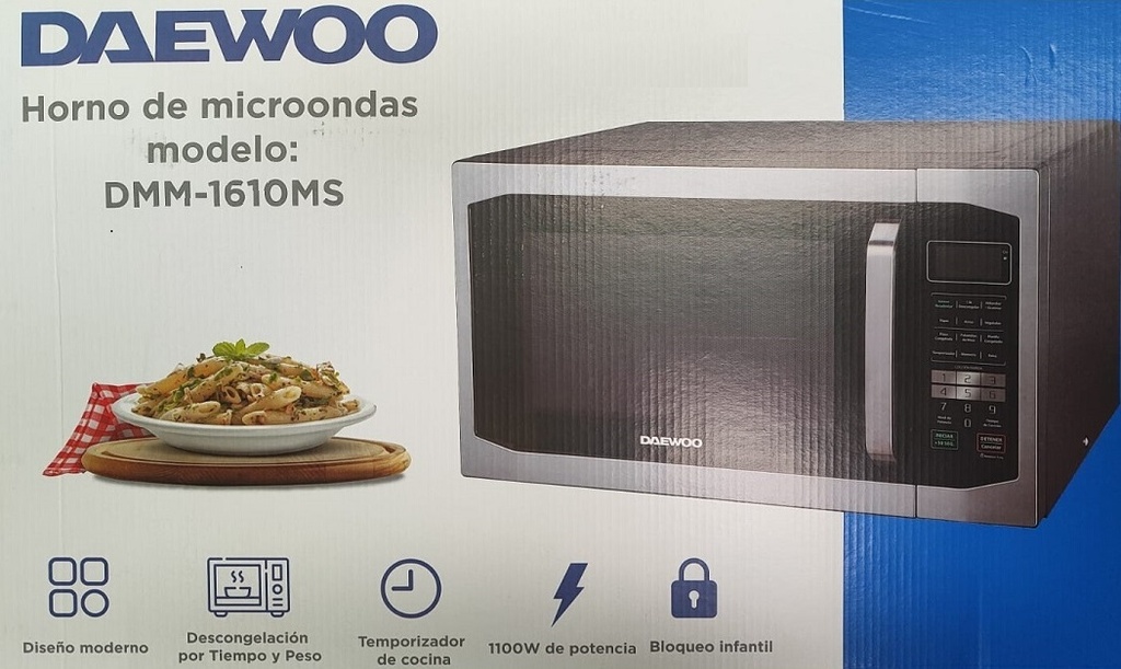H MICROONDAS DAEWOO 1.6 DMM-1610MS C/MANIJA INOXIDABLE