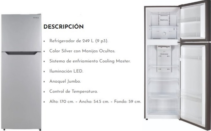 REFRIGERADOR D WINIA 9" WRT-9000WATS LIGHT SILVER