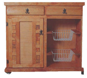 MUEBLE RUSTICO PARA COCINA CON 2 CANASTILLAS