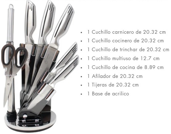 CUCHILLOS COCINALIA 8 PZAS ACERO