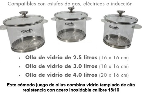 BATERIA COCINALIA CRISTAL 6 PZAS