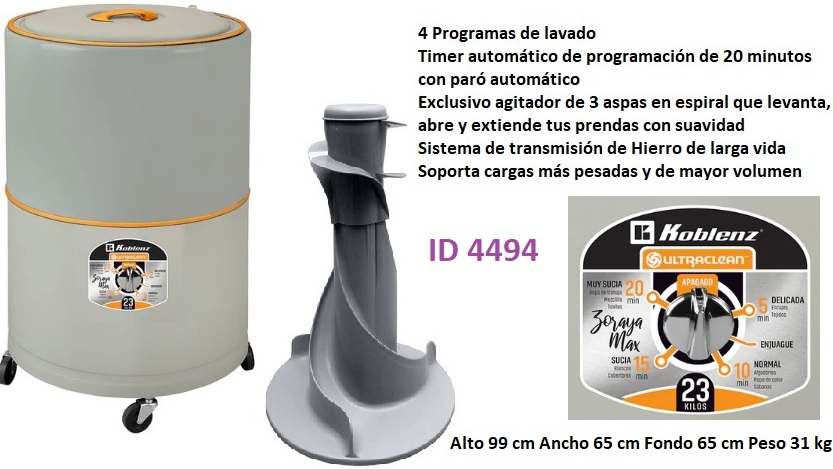 LAVADORA KOBLENZ 23 KG ZORAYA LR-2313P REDONDA