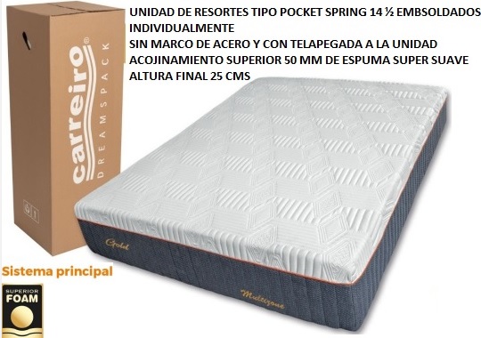 COLCHON MATRIMONIAL DREAM GOLD ORO CARREIRO