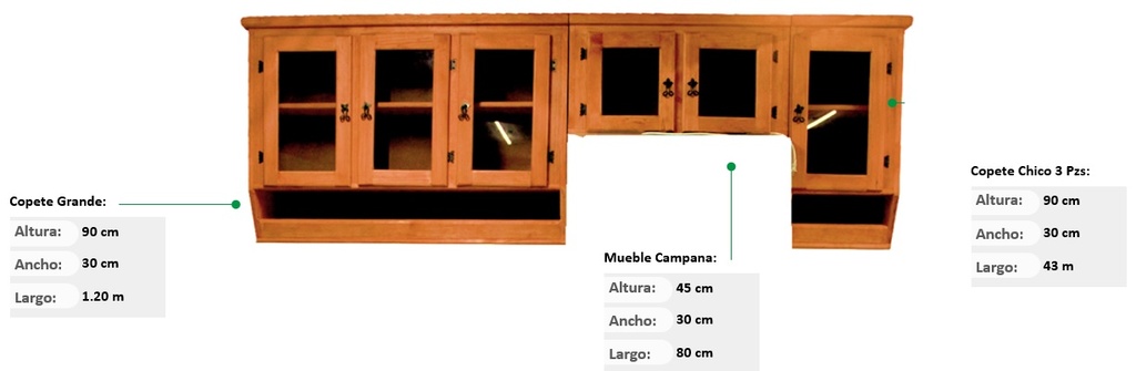 COCINA RUSTICA 3 PZS COPETES ESPECIAL