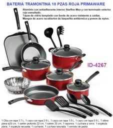 [4367] BATERIA TRAMONTINA 18 PZAS ROJA PRIMAWARE