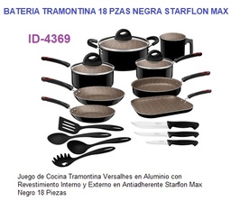 [4369] BATERIA TRAMONTINA 18 PZAS NEGRA STARFLON MAX