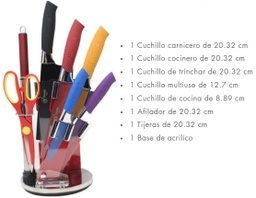 [4476] CUCHILLOS COCINALIA 8 PZAS COLORES