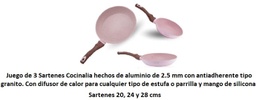 [4488] SARTENES COCINALIA ROSA 20-24-28 3 PZAS