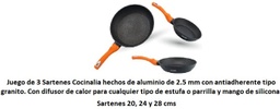 [4489] SARTENES COCINALIA NEGRO 20-24-28 3 PZAS