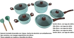 [4490] BATERIA COCINALIA ESMERALDA 12 PZAS